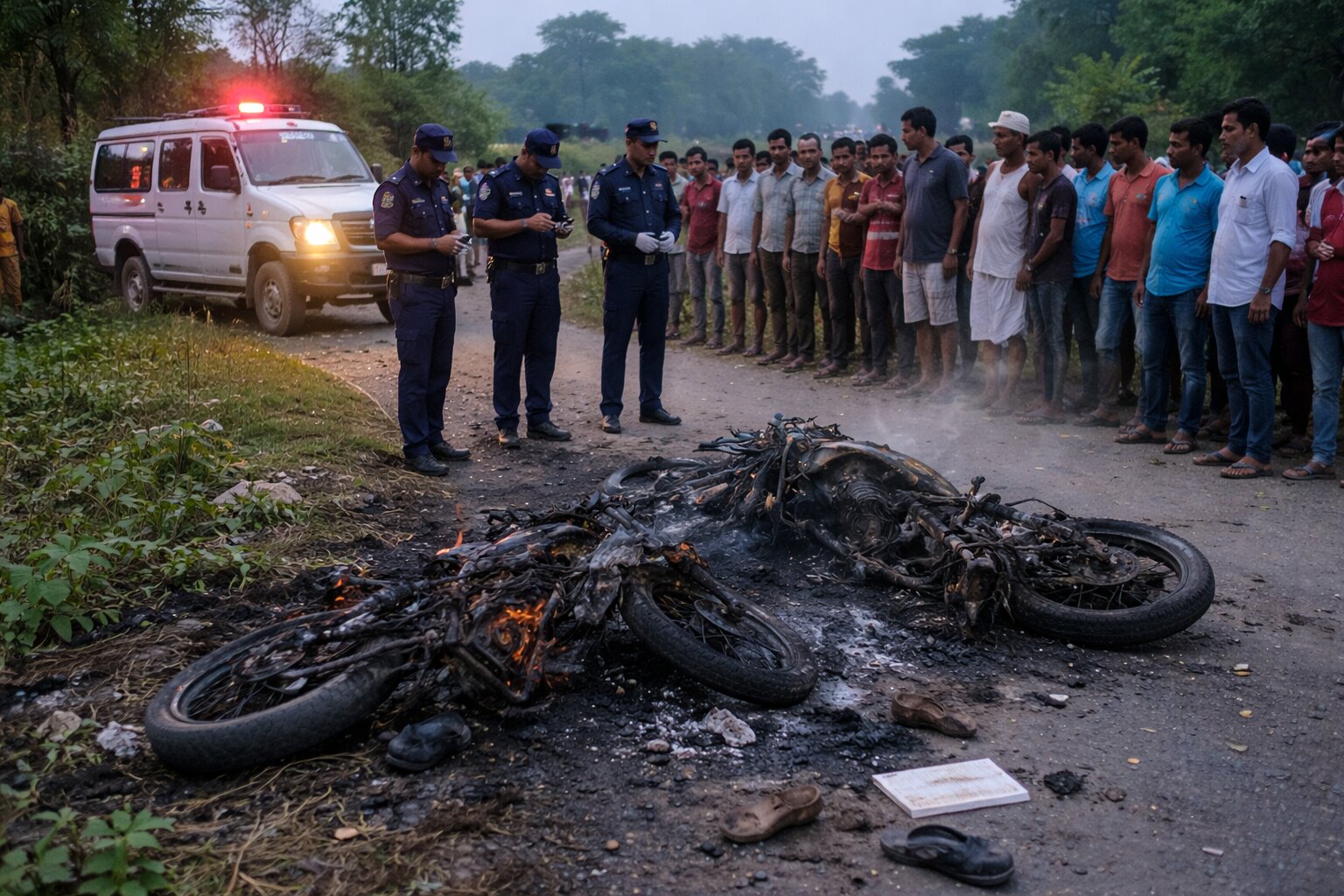 महोत्तरीमा मोटरसाइकल ठोक्किँदा तीन विद्यार्थी जलेर मृत्यु