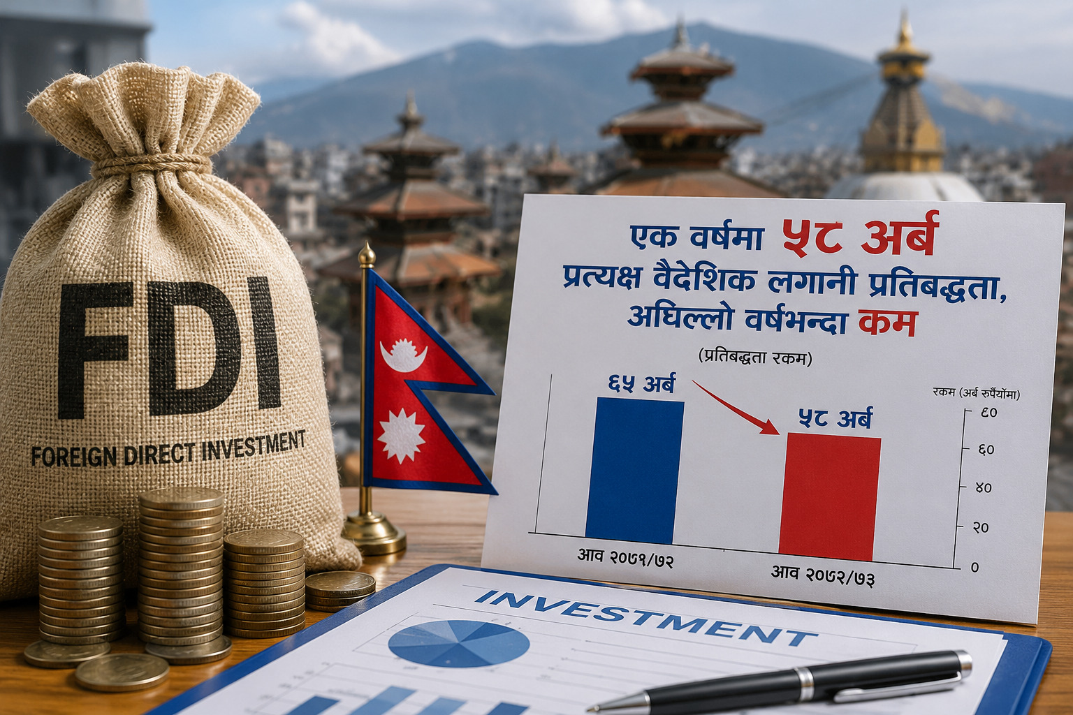 एक वर्षमा नेपालमा ५८ अर्ब रुपैयाँको वैदेशिक लगानी प्रतिबद्धता