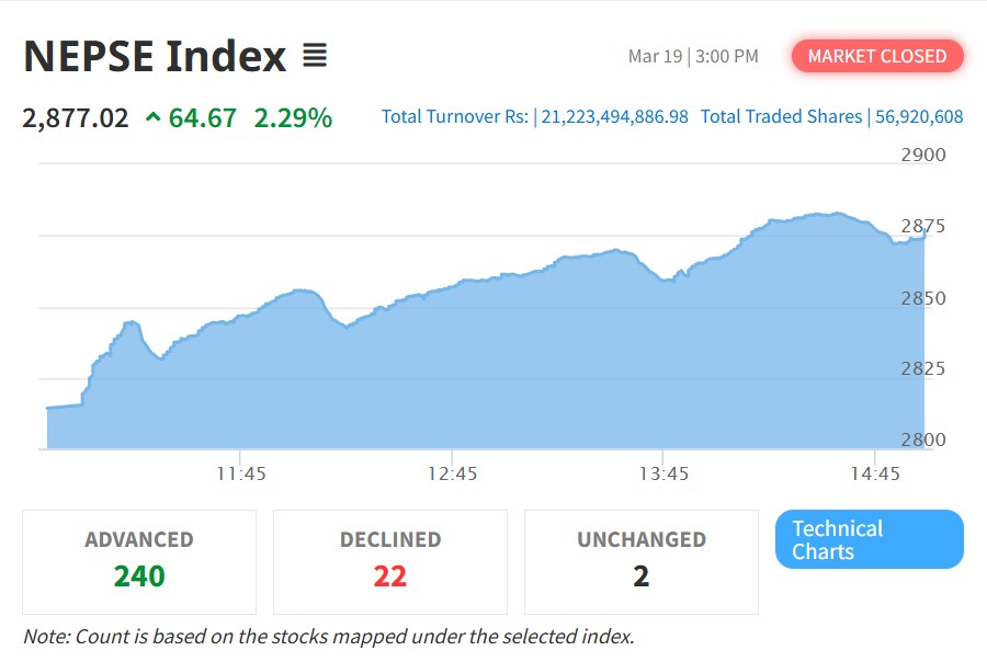 नेप्सेमा उच्च उछाल, कारोबार २१ अर्ब नाघ्यो