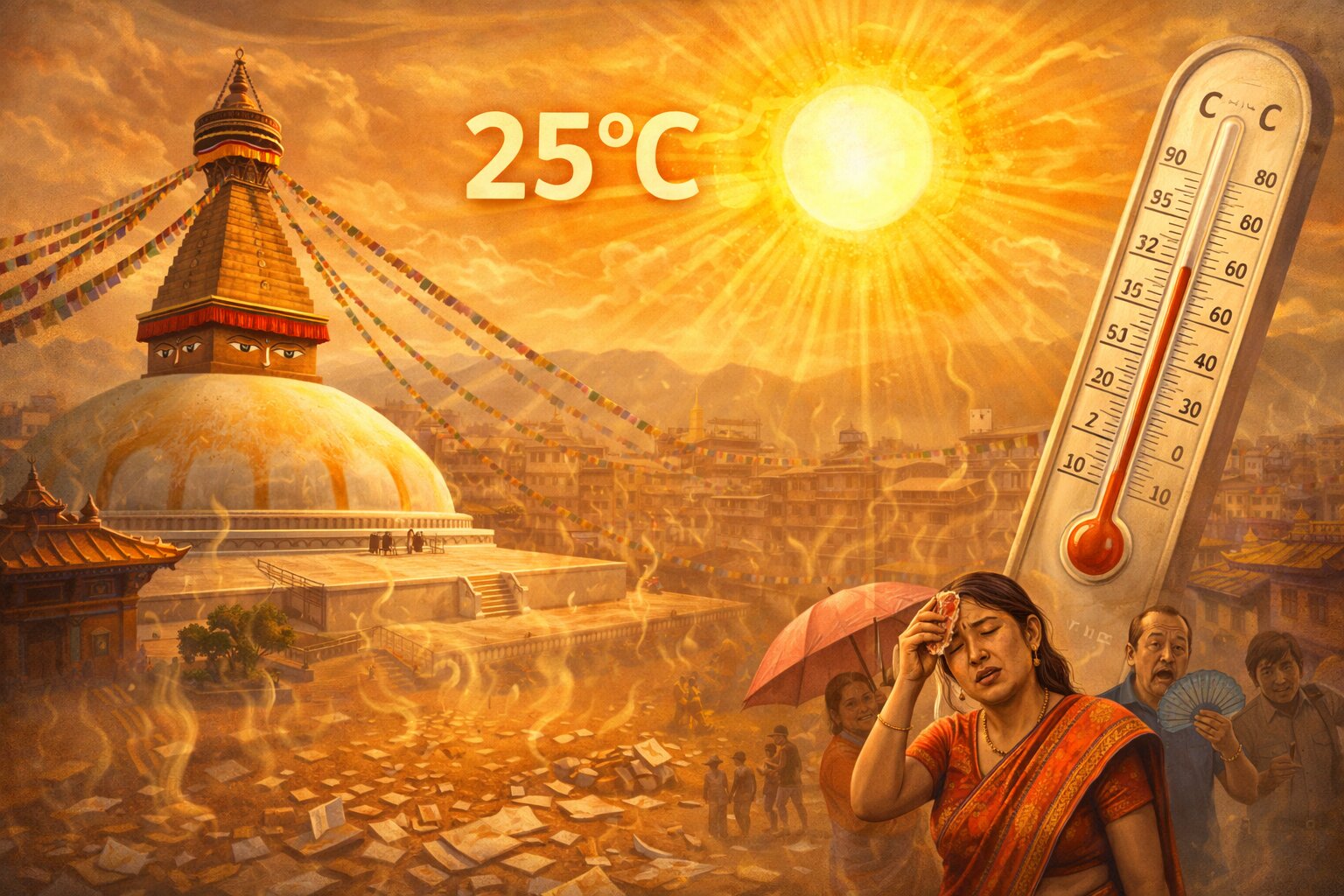 देशभर तापक्रम बढ्दो, काठमाडौंमा २५ डिग्री नाघ्यो